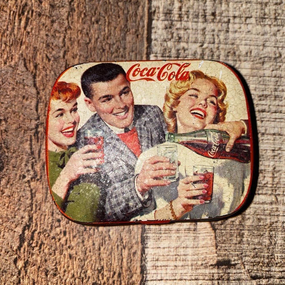 💜 Coca Cola Tin 2.5 x 2.5 in Empty‎ Mint Candy Tin.